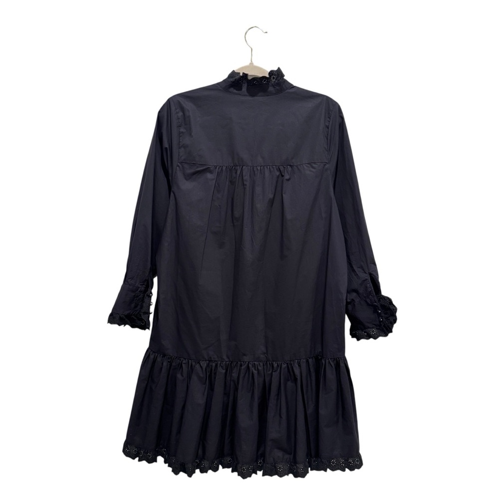 Hunter Bell Carter Mini Dress Lace Cotton Poplin Preppy Dark Academia Black Sz S - Picture 11 of 15